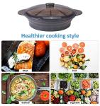 EuChoiz Microwave Steamer Cooker Collapsible Bowl-Silicone Steamer Cookware with Handle Lid for Vegetables Fish Prep Meal Food with Removable Rack BPA Free, Easy to Store, Freezer & Dishwasher Safe, Large