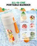 Portable Blender for Smoothies, Dishwasher Safe Personal Blender for Shakes and Fresh Juices, 15 Oz BPA Free Portable Bottle with 12-Blade, Rechargable Sport Bottle Compact and Easy to Clean