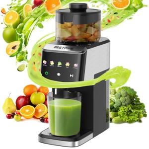 Cold Press Juicer, 5.12" Wide Feed Chute Juice Extractor Machine, Slow Masticating Juicer with Quiet Motor, High Juice Yield, BPA-Free, Juice Maker for Whole Fruits, Vegetables & Leafy Greens