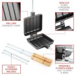 Uno Casa Small Double Pie Iron Sandwich Maker Set of 2 - Japanese Sandwich Maker with Recipe Book - Durable Campfire Cooking Equipment for Grilled Sandwiches, Pies, and Breakfast Treats