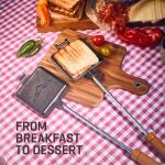 Uno Casa Small Double Pie Iron Sandwich Maker Set of 2 - Japanese Sandwich Maker with Recipe Book - Durable Campfire Cooking Equipment for Grilled Sandwiches, Pies, and Breakfast Treats