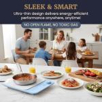 Elite Gourmet EIND57BL SlimStore™ Induction Cooktop, Touch Controls, Ultra Thin 2" Profile, 10 Power Levels, Temps 140°F to 465°F, Fast Heat Up, Blue