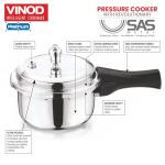 Vinod Platinum Triply Stainless Steel Outer Lid Pressure Cooker 1.5 Litre/Gasket Release System/Induction and Gas Base Cooker/ISI Certified- Silver