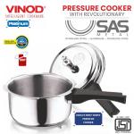 Vinod Platinum Triply Stainless Steel Outer Lid Pressure Cooker 1.5 Litre/Gasket Release System/Induction and Gas Base Cooker/ISI Certified- Silver