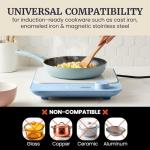 Elite Gourmet EIND57BL SlimStore™ Induction Cooktop, Touch Controls, Ultra Thin 2" Profile, 10 Power Levels, Temps 140°F to 465°F, Fast Heat Up, Blue