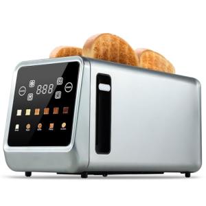 Long Slot Toaster 4 Slice, Touch Screen LED Display, 1.5” Extra Wide Slots for Thick Bread & Bagels, Countdown Timer, Memory Function, Dual Independent Control, 6 Shade Settings, Stainless Steel