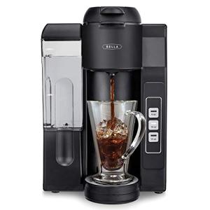 BELLA Single Serve Coffee Maker, Dual Brew, K-cup Compatible - Ground Coffee Brewer with Removable Water Tank & Adjustable Drip Tray, Perfect for Travel Mug