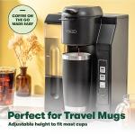 BELLA Single Serve Coffee Maker, Dual Brew, K-cup Compatible - Ground Coffee Brewer with Removable Water Tank & Adjustable Drip Tray, Perfect for Travel Mug