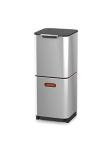 Joseph Joseph Totem Compact 10.5 Gallon/40 Litre Waste Separation and Recycling Kitchen Bin with odour filter and removable food waste caddy, Stainless Steel