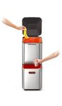 Joseph Joseph Totem Compact 10.5 Gallon/40 Litre Waste Separation and Recycling Kitchen Bin with odour filter and removable food waste caddy, Stainless Steel