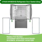 (GRAY) W10830162 Refrigerator Door Gasket (2 Pack),French Refrigerator Door Gasket Compatible with Whirlpool KitchenAid Fit Model WRF535SMBM00 Refrigerator Door Seal Part Replaces 12723206AP etc