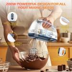 WADODO 7-Speed Electric Hand Mixer – 200W Small Portable Food Mixer Kitchen Mixer with 304 Stainless Steel Attachments (Beaters, Dough Hooks, Whisk) for Baking Cakes & Cream