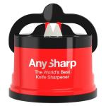 AnySharp – EDITIONS – Hands Free Knife Sharpener - Easy to Use Sharpening Tool with PowerGrip Suction Base and 20-Degree Pre-set Angle - For All Knives: Chef’s, Serrated, and Hardened Steel - Red