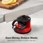 AnySharp – EDITIONS – Hands Free Knife Sharpener - Easy to Use Sharpening Tool with PowerGrip Suction Base and 20-Degree Pre-set Angle - For All Knives: Chef’s, Serrated, and Hardened Steel - Red