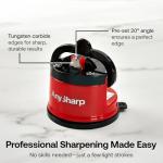 AnySharp – EDITIONS – Hands Free Knife Sharpener - Easy to Use Sharpening Tool with PowerGrip Suction Base and 20-Degree Pre-set Angle - For All Knives: Chef’s, Serrated, and Hardened Steel - Red