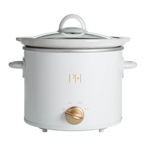 Paris Hilton 3.5-Quart Manual Slow Cooker, Features Three Settings (Low, High, Warm), Naturally Nonstick and Dishwasher Safe Stoneware Insert, Family Sized Capacity, White