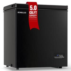DEMULLER Chest Freezer 5.0Cubic Feet Deep Freezer Freestanding Freezers with 2 Removable Stainless Steel Basket, Mini Freezer Top Open Door Compact Freezer with Electronic Control 41℉ to -15℉BLACK
