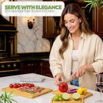 Bamboo Cutting Boards Set of 3 – Durable Wooden Chopping Boards for Kitchen with Deep Juice Grooves – Non-Toxic, Knife-Friendly Bamboo Charcuterie Boards for Meat, Vegetables & Fruits