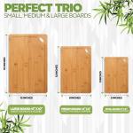 Bamboo Cutting Boards Set of 3 – Durable Wooden Chopping Boards for Kitchen with Deep Juice Grooves – Non-Toxic, Knife-Friendly Bamboo Charcuterie Boards for Meat, Vegetables & Fruits