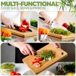 Bamboo Cutting Boards Set of 3 – Durable Wooden Chopping Boards for Kitchen with Deep Juice Grooves – Non-Toxic, Knife-Friendly Bamboo Charcuterie Boards for Meat, Vegetables & Fruits