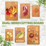 Bamboo Cutting Boards Set of 3 – Durable Wooden Chopping Boards for Kitchen with Deep Juice Grooves – Non-Toxic, Knife-Friendly Bamboo Charcuterie Boards for Meat, Vegetables & Fruits