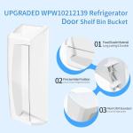 UPGRADED WPW10212139 Refrigerator Door Bin Shelf Compatible with Whirlpool Refrigerator Door Shelf Parts GI6SDRXXY WRF555SDH,For Whirlpool Replacement Fridge Shelves-Left Side Cantilever Bin W10212139