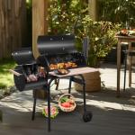 Outvita BBQ Charcoal Grill, Outdoor Patio Barbecue Cooker with Offset Smoker, Wheels and Tray for Balcony Picnics, Party and Camping