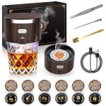 Electric Whiskey Smoker Kit with 6 Flavor Wood Chips, Old Fashioned Whiskey Gift Set, Cocktail Drink Smoker Kit Home Bar Accessories Tools, Anniversary Christmas Gifts for Men