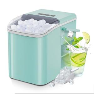 OLIXIS Ice Maker Machine with Handle,26lbs in 24Hrs,9 Ice Cubes in 6 Mins,Auto-Cleaning Portable Ice Maker with Basket and Scoop, Countertop Ice Maker for Home/Kitchen/Camping/RV, Bright Green