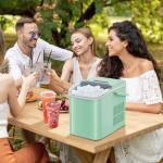 OLIXIS Ice Maker Machine with Handle,26lbs in 24Hrs,9 Ice Cubes in 6 Mins,Auto-Cleaning Portable Ice Maker with Basket and Scoop, Countertop Ice Maker for Home/Kitchen/Camping/RV, Bright Green