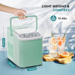 OLIXIS Ice Maker Machine with Handle,26lbs in 24Hrs,9 Ice Cubes in 6 Mins,Auto-Cleaning Portable Ice Maker with Basket and Scoop, Countertop Ice Maker for Home/Kitchen/Camping/RV, Bright Green