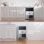 Coolake Commercial Ice Maker 130lbs/24H with 34lbs Storage, Stainless Steel Under Counter Ice Maker, Air Cooled Self Cleaning Freestanding Ice Machine for Home Bar Kitchen