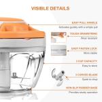 Manual Food Processor Vegetable Chopper, Portable Hand Pull String Garlic Mincer Onion Cutter for Veggies, Ginger, Fruits, Nuts, Herbs, etc.,500ml