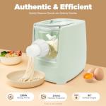 Electric Pasta Maker Machine 260W Automatic - 13 Molds Professional Noodle Maker with LED Display, 3-Min Pasta & Dumpling Wrapper Tool, Dishwasher Safe for Home Kitchen, Green