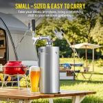 MRbrew 128oz Mini Beer Keg Growler Mini Kegerator - Portable Draft Beer Dispenser System, Pressurized Stainless Steel Beer Growler Tap with CO2 Regulator & Beer Tap for Fresh Beer, Home Bar Party&Gift
