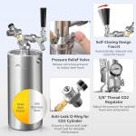 MRbrew 128oz Mini Beer Keg Growler Mini Kegerator - Portable Draft Beer Dispenser System, Pressurized Stainless Steel Beer Growler Tap with CO2 Regulator & Beer Tap for Fresh Beer, Home Bar Party&Gift