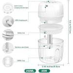 250ML Electric Garlic Chopper, Mini Portable Vegetable Chopper, Food Processor with USB Charging for Onion, Garlic, Chili, Ginger, Veggie