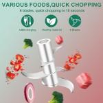 250ML Electric Garlic Chopper, Mini Portable Vegetable Chopper, Food Processor with USB Charging for Onion, Garlic, Chili, Ginger, Veggie