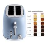 Rae Dunn Retro Rounded Bread Toaster, 2 Slice Stainless Steel Toaster with Removable Crumb Tray, Wide Slot with 6 Browning Levels, Bagel, Defrost and Cancel Options (Baby Blue)