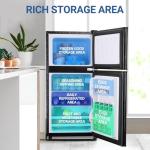 Apartment Size Fridge with Freezer 3.6 Cu. Ft. Mini Refrigerator with Freezer, Small Dorm Fridge Adjustable Thermostat & Shelves Small Refrigerator with Freezer for College, Office, Kitchen, Black