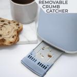 Rae Dunn Retro Rounded Bread Toaster, 2 Slice Stainless Steel Toaster with Removable Crumb Tray, Wide Slot with 6 Browning Levels, Bagel, Defrost and Cancel Options (Baby Blue)