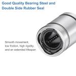 uxcell 4Pcs LM5UU Linear Bearing 5mm Bore 10mm OD 15mm Length Linear Ball Bearings Double Side Rubber Sealed Bearing Steel for CNC Machine 3D Printer Food Packaging Machine