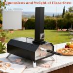 12" Wood Pellet Pizza Oven Outdoor, Portable Foldable Pizza Maker with Built-in Thermometer, Square Pizza Stone, Ideal for Camping, Backyard, Patio, Garden & Party