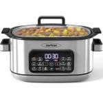 Sunvivi 12-in-1 Multi Slow Cooker Roaster Oven, 6.5QT Sliver Digital Programmable Slow Cooker with Rack, Large Removable Nonstick Crock, Glass Lid, Multicooker with Timer Temp Control, Delay Start