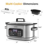 Sunvivi 12-in-1 Multi Slow Cooker Roaster Oven, 6.5QT Sliver Digital Programmable Slow Cooker with Rack, Large Removable Nonstick Crock, Glass Lid, Multicooker with Timer Temp Control, Delay Start