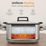 Sunvivi 12-in-1 Multi Slow Cooker Roaster Oven, 6.5QT Sliver Digital Programmable Slow Cooker with Rack, Large Removable Nonstick Crock, Glass Lid, Multicooker with Timer Temp Control, Delay Start