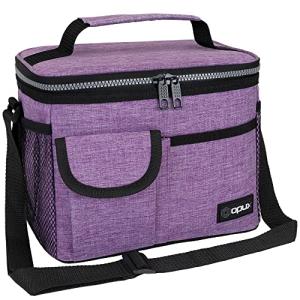 opux Insulated Lunch Bag for Men Women, Leakproof Heather Purple Lunch Box for Work, Portable Soft Lunch Cooler Bag with Shoulder Strap, Adult Lunchbox Lunch Pail for Kid Boy Girl School, 14 Can/8L