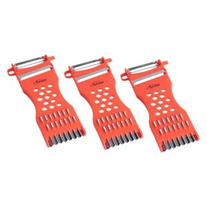 Saim Vegetable Peeler Metal Scraper Fruit Grater Slicer, Multifunction Kitchen Grater Slicer Tool,for Vegetable,Fruit,Cucumber,Potato,Carrots,Cheese,Chef Gadgets Tools - Orange Red 3 Pcs