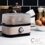 COOK WITH COLOR 6-Egg Capacity Egg Cooker – For Soft, Medium, Or Hard-Boiled Eggs, Rapid Cook Time, Auto Shut-Off & Boil-Dry Protection – Includes Tray, Measuring Cup & Lid – 210W Egg Maker, Pink