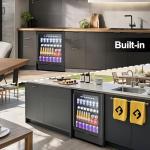 24 Inch Beverage Refrigerator, 5.2 Cu. Ft. Drink Refrigerator with Glass Door, 200 Cans Under Counter & Freestanding Drink Fridge, Reversible Door, Built-In Beverage Cooler for Kitchen, Bar or Office.